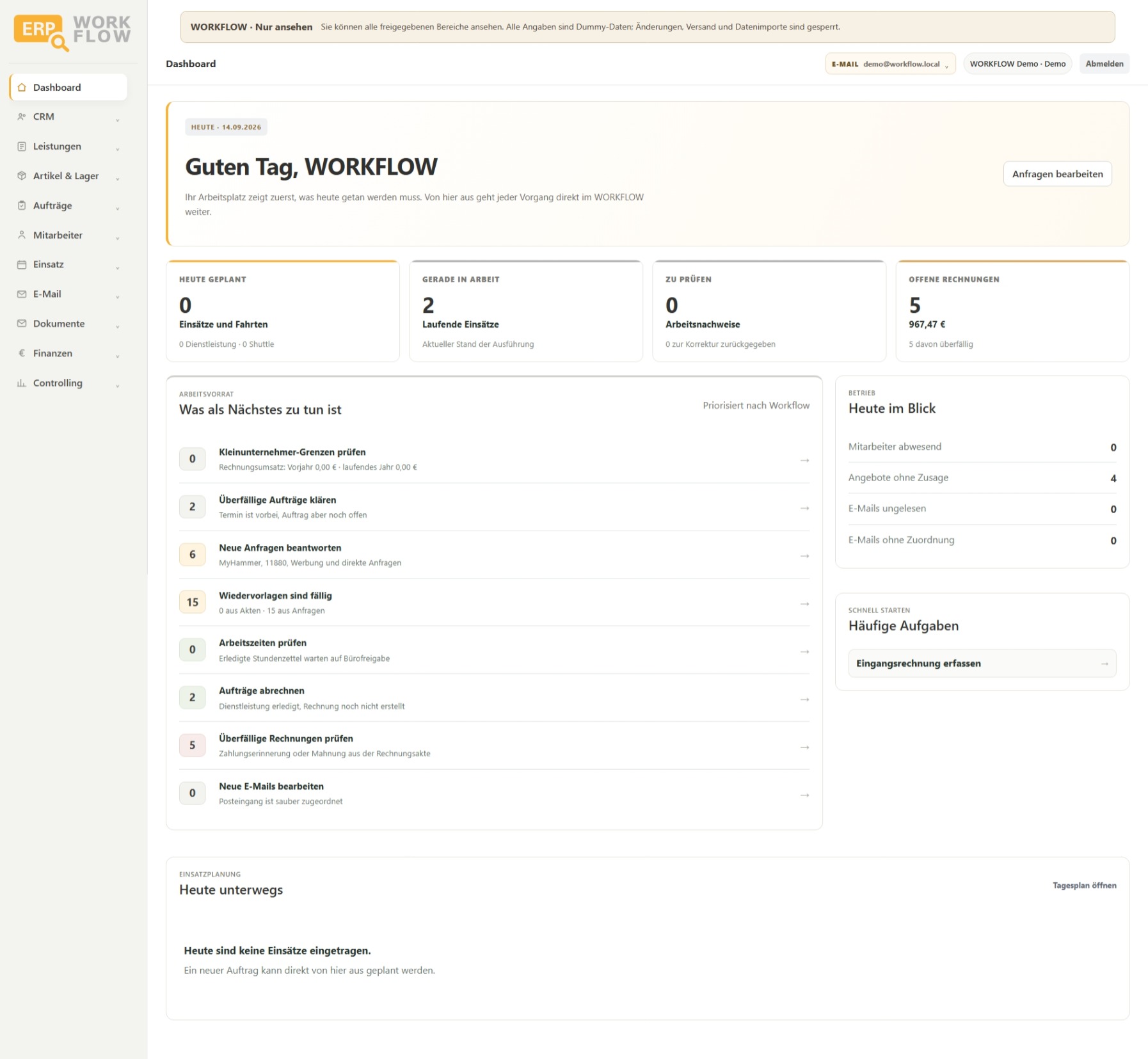 ERP Workflow Dashboard